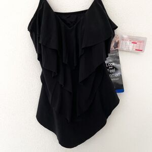 Kirkland by Miraclesuit Woman's‎ Black Solid Tankini Top Size 10 NWT
